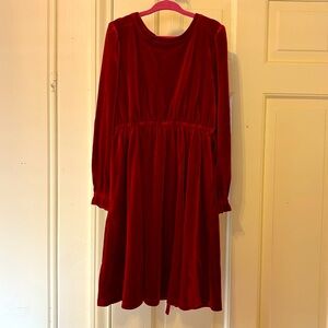 Macys Inc size 6 girls red velvet stretchy dress